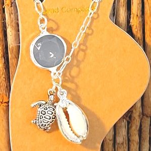 NWT ANKLET Silver 🐢 Turtle & conch shell with seaglass 😍
